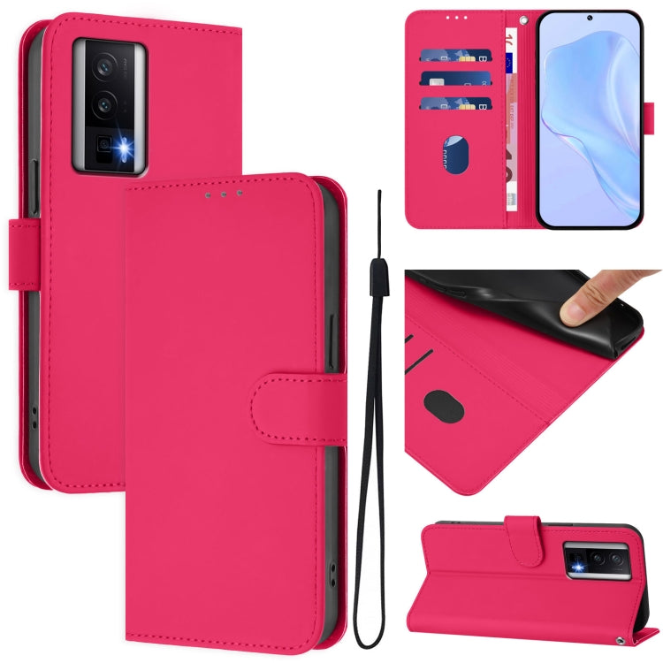 Skin Feel Solid Color Leather Phone Case with Lanyard, For Redmi Note 12 Turbo 5G, For Redmi K60 / K60 Pro