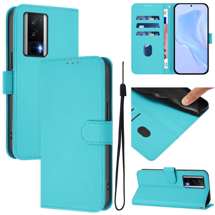 Skin Feel Solid Color Leather Phone Case with Lanyard, For Redmi Note 12 Turbo 5G, For Redmi K60 / K60 Pro