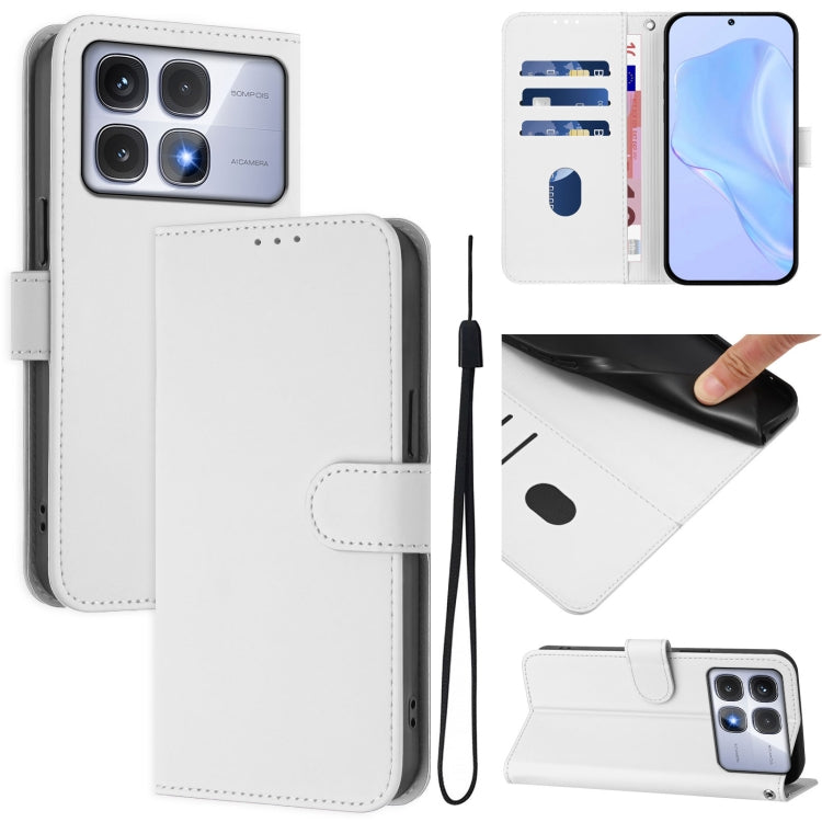 Skin Feel Solid Color Leather Phone Case with Lanyard, For Redmi 14C 4G, For Redmi K70 Ultra Global