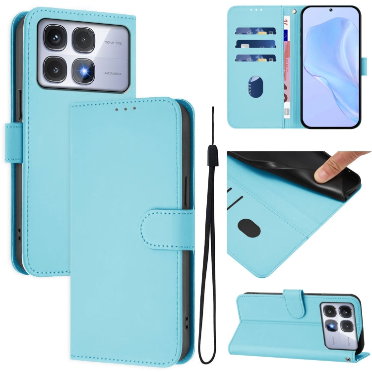 Skin Feel Solid Color Leather Phone Case with Lanyard, For Redmi 14C 4G, For Redmi K70 Ultra Global