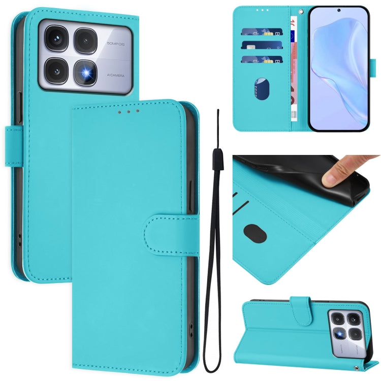 Skin Feel Solid Color Leather Phone Case with Lanyard, For Redmi 14C 4G, For Redmi K70 Ultra Global