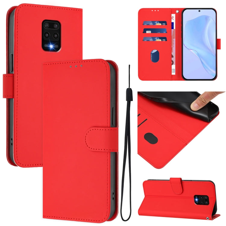 Skin Feel Solid Color Leather Phone Case with Lanyard, For Redmi K40 / K40 Pro, For Redmi Note 9 Pro 4G / 9S 4G
