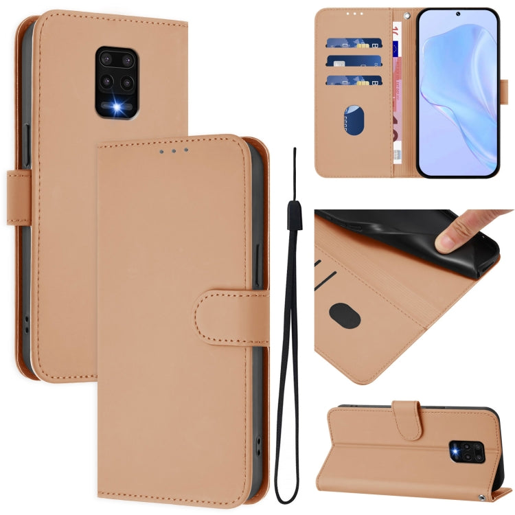 Skin Feel Solid Color Leather Phone Case with Lanyard, For Redmi K40 / K40 Pro, For Redmi Note 9 Pro 4G / 9S 4G