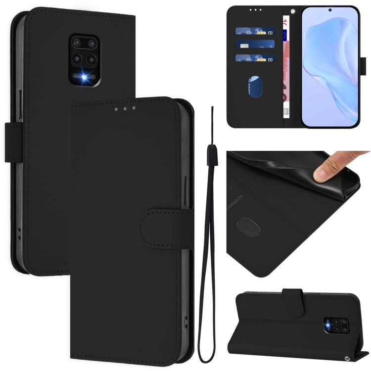 Skin Feel Solid Color Leather Phone Case with Lanyard, For Redmi K40 / K40 Pro, For Redmi Note 9 Pro 4G / 9S 4G