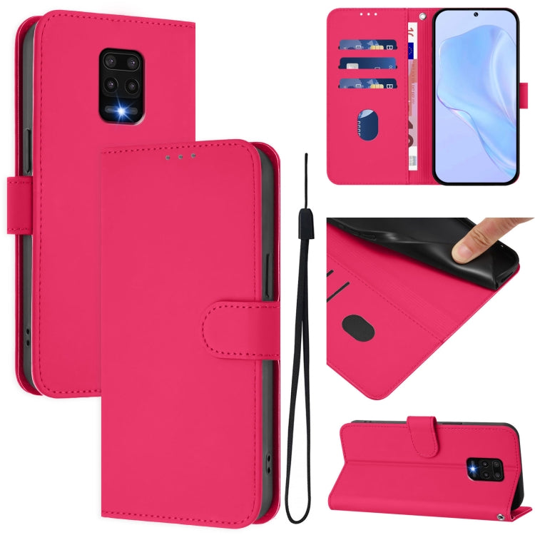 Skin Feel Solid Color Leather Phone Case with Lanyard, For Redmi K40 / K40 Pro, For Redmi Note 9 Pro 4G / 9S 4G