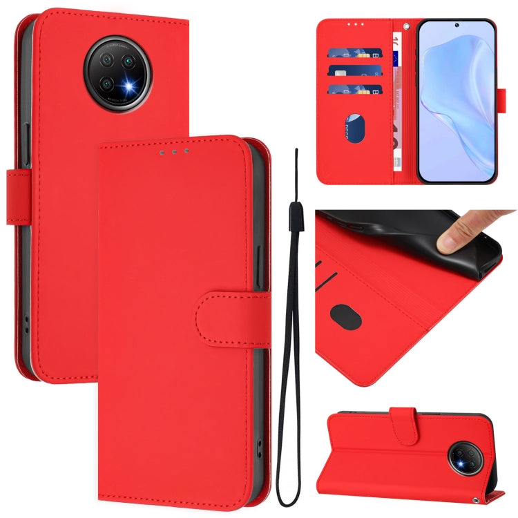 Skin Feel Solid Color Leather Phone Case with Lanyard, For Redmi 9 Power / 9T Global, For Redmi Note 9T Global
