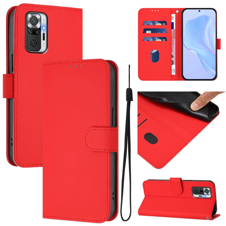 Skin Feel Solid Color Leather Phone Case with Lanyard, For Redmi Note 10 5G / Note 10T 5G, For Redmi Note 10 Pro 4G / 10 Pro Max