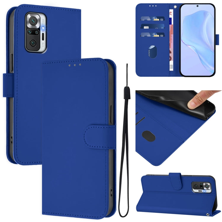 Skin Feel Solid Color Leather Phone Case with Lanyard, For Redmi Note 10 5G / Note 10T 5G, For Redmi Note 10 Pro 4G / 10 Pro Max