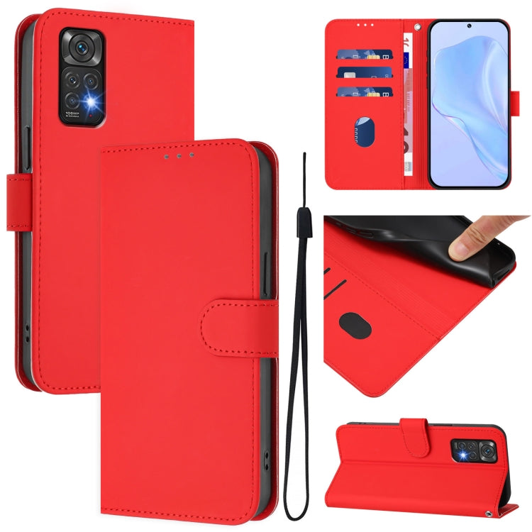 Skin Feel Solid Color Leather Phone Case with Lanyard, For Redmi Note 11 4G Global, For Redmi A1+ 4G / A2+