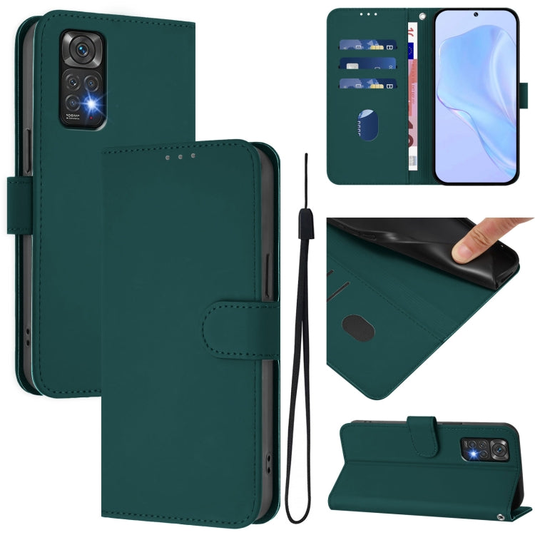 Skin Feel Solid Color Leather Phone Case with Lanyard, For Redmi Note 11 4G Global, For Redmi A1+ 4G / A2+