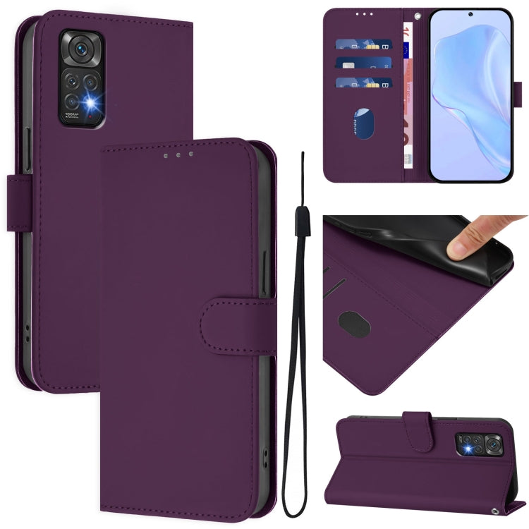 Skin Feel Solid Color Leather Phone Case with Lanyard, For Redmi Note 11 4G Global, For Redmi A1+ 4G / A2+