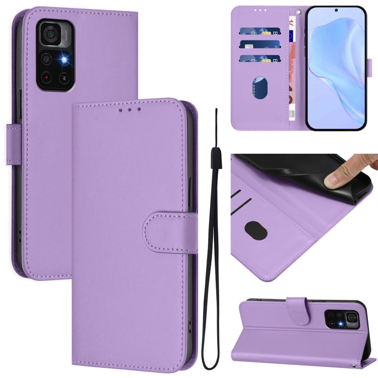 Skin Feel Solid Color Leather Phone Case with Lanyard, For Redmi Note 11 Pro+ 5G EU Version, For Redmi Note 11S 5G