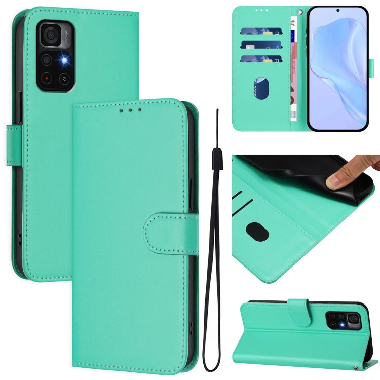 Skin Feel Solid Color Leather Phone Case with Lanyard, For Redmi Note 11 Pro+ 5G EU Version, For Redmi Note 11S 5G