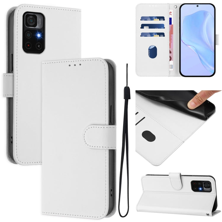 Skin Feel Solid Color Leather Phone Case with Lanyard, For Redmi Note 11 Pro+ 5G EU Version, For Redmi Note 11S 5G