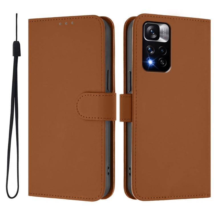 Skin Feel Solid Color Leather Phone Case with Lanyard, For Redmi Note 11 Pro+ 5G EU Version, For Redmi Note 11S 5G