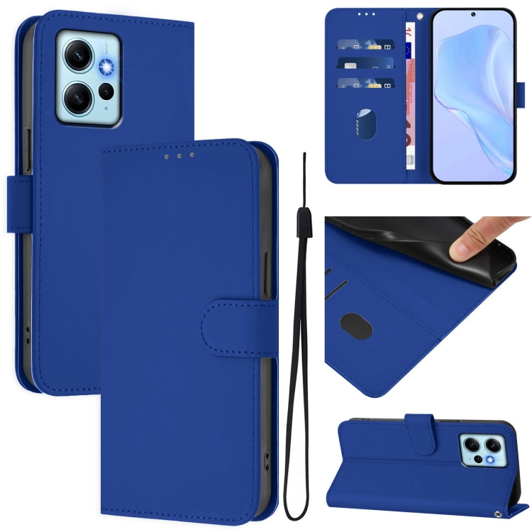 Skin Feel Solid Color Leather Phone Case with Lanyard, For Redmi Note 11 Pro 4G Global, For Redmi Note 12 4G Global