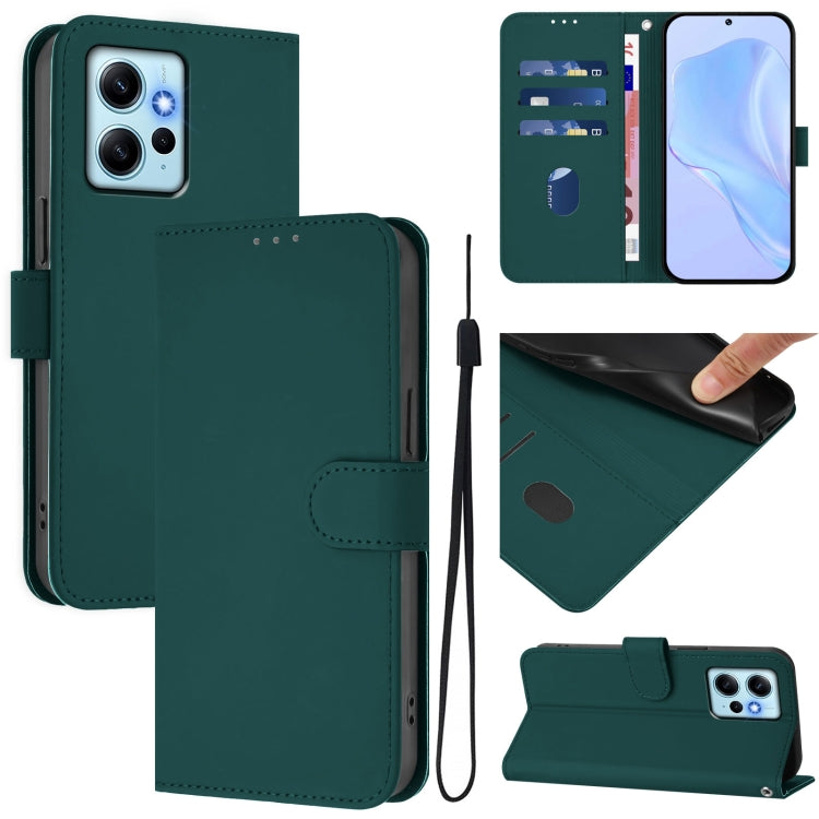Skin Feel Solid Color Leather Phone Case with Lanyard, For Redmi Note 11 Pro 4G Global, For Redmi Note 12 4G Global