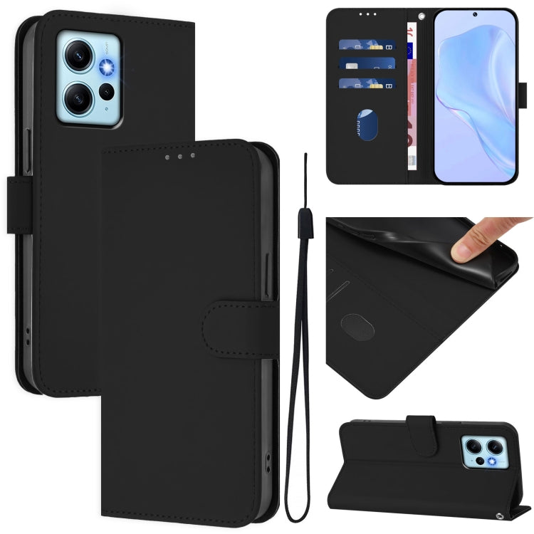 Skin Feel Solid Color Leather Phone Case with Lanyard, For Redmi Note 11 Pro 4G Global, For Redmi Note 12 4G Global