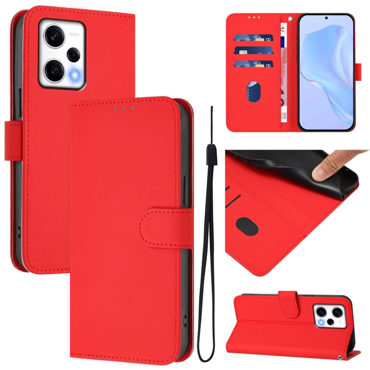 Skin Feel Solid Color Leather Phone Case with Lanyard, For Redmi A1 4G Global / A2 4G, For Redmi Note 12 Explorer
