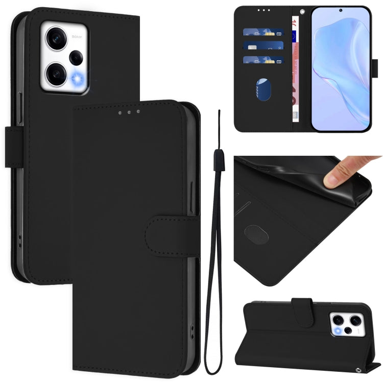 Skin Feel Solid Color Leather Phone Case with Lanyard, For Redmi A1 4G Global / A2 4G, For Redmi Note 12 Explorer