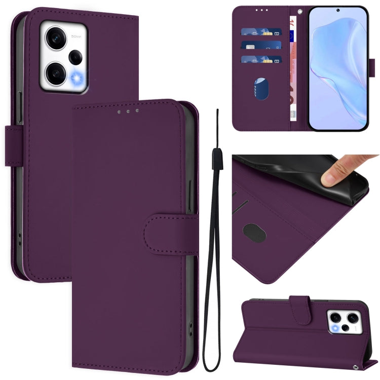 Skin Feel Solid Color Leather Phone Case with Lanyard, For Redmi A1 4G Global / A2 4G, For Redmi Note 12 Explorer