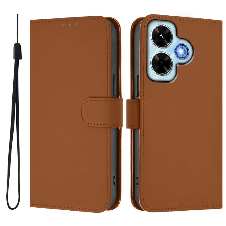 Skin Feel Solid Color Leather Phone Case with Lanyard, For Redmi Note 13 4G Global, For Redmi Note 13 Pro 5G Global