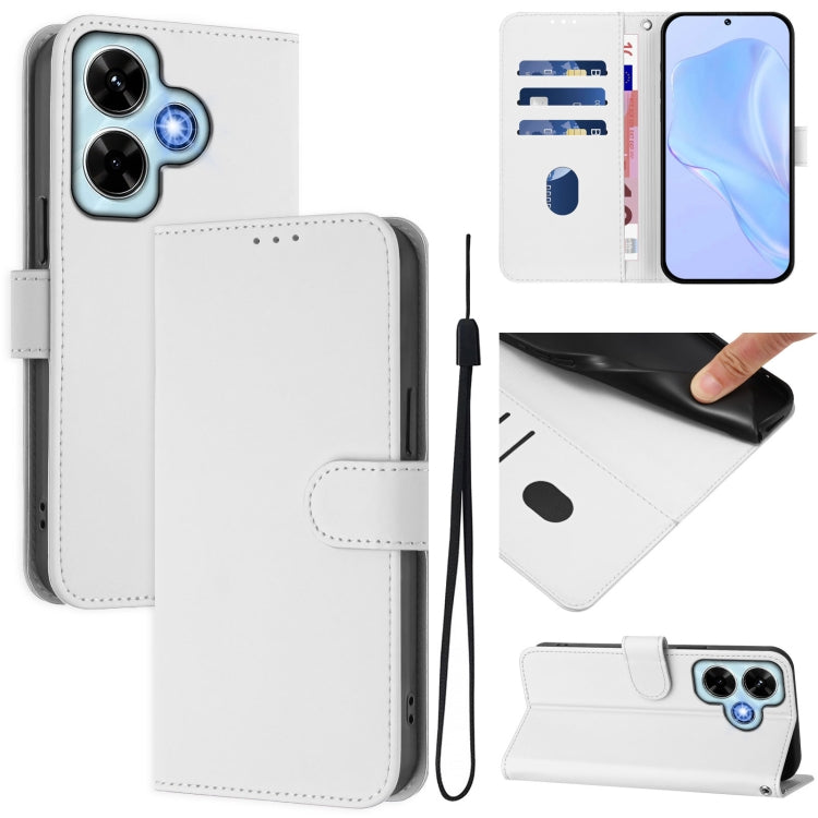 Skin Feel Solid Color Leather Phone Case with Lanyard, For Redmi Note 13 4G Global, For Redmi Note 13 Pro 5G Global