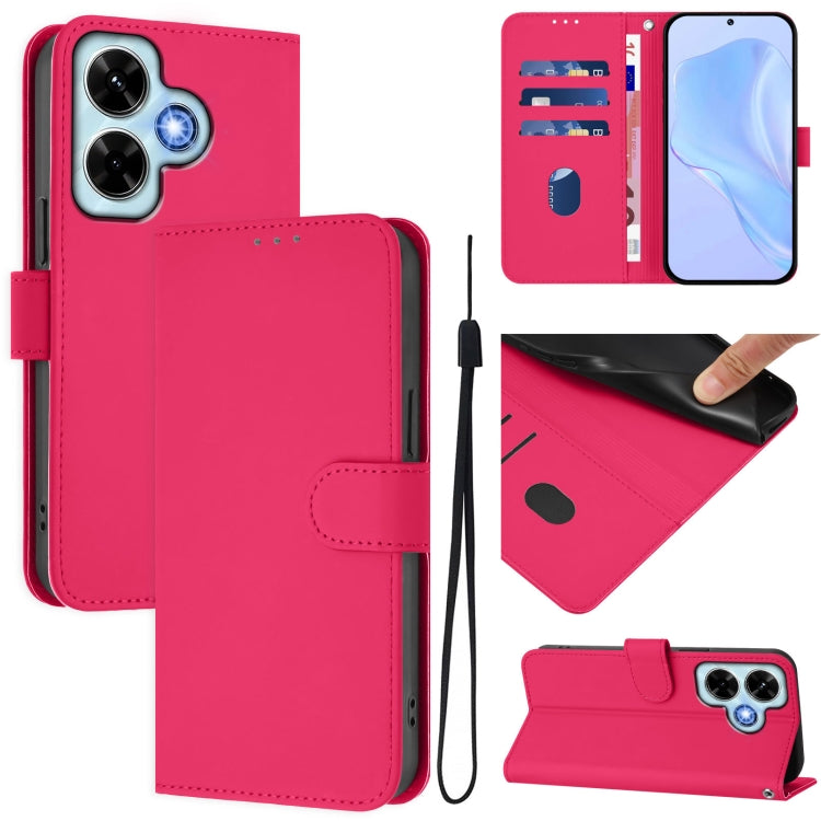 Skin Feel Solid Color Leather Phone Case with Lanyard, For Redmi Note 13 4G Global, For Redmi Note 13 Pro 5G Global