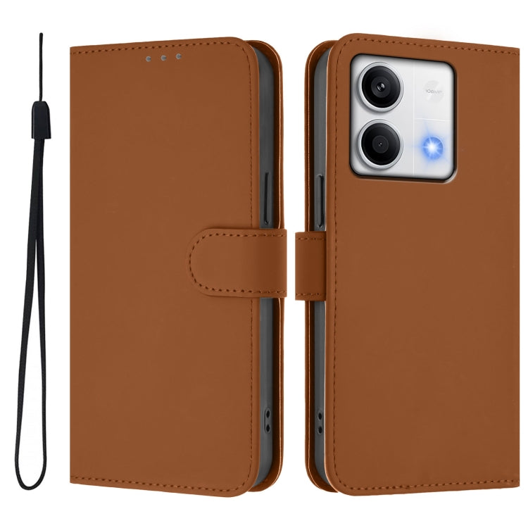 Skin Feel Solid Color Leather Phone Case with Lanyard, For Redmi Note 13 5G Global, For Redmi K60 Ultra