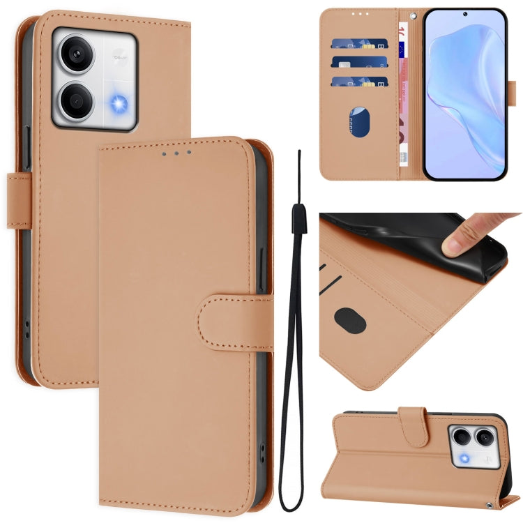 Skin Feel Solid Color Leather Phone Case with Lanyard, For Redmi Note 13 5G Global, For Redmi K60 Ultra