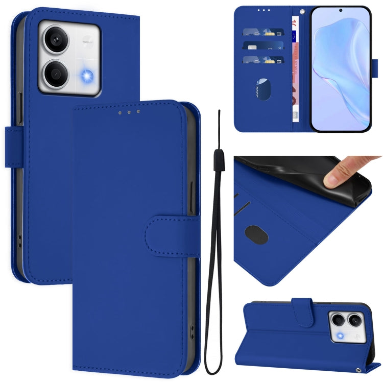Skin Feel Solid Color Leather Phone Case with Lanyard, For Redmi Note 13 5G Global, For Redmi K60 Ultra