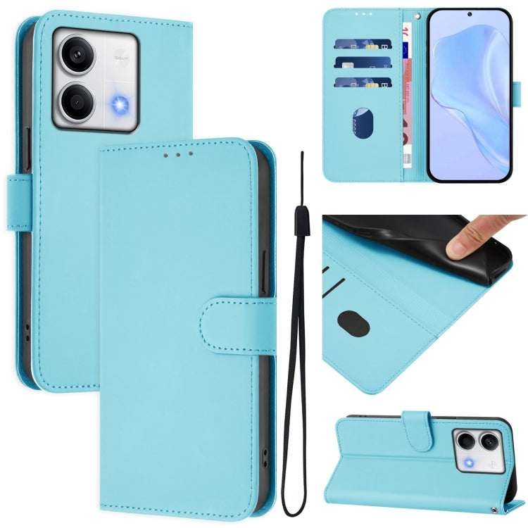 Skin Feel Solid Color Leather Phone Case with Lanyard, For Redmi Note 13 5G Global, For Redmi K60 Ultra