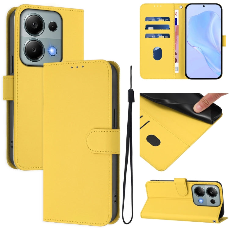 Skin Feel Solid Color Leather Phone Case with Lanyard, For Redmi Note 13 Pro 4G Global, For Redmi 13C 4G Global