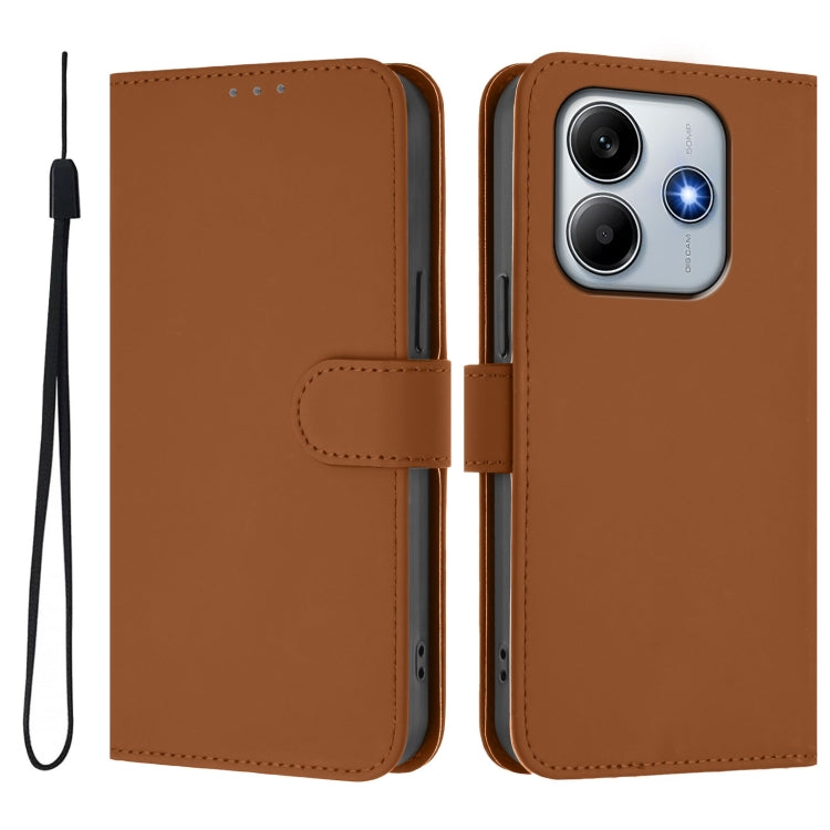 Skin Feel Solid Color Leather Phone Case with Lanyard, For Redmi Note 14 5G, For Redmi Note 14 Pro 5G / 14 Pro+ 5G