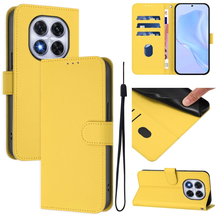 Skin Feel Solid Color Leather Phone Case with Lanyard, For Redmi Note 14 5G, For Redmi Note 14 Pro 5G / 14 Pro+ 5G