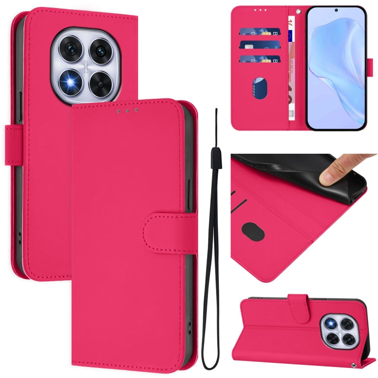 Skin Feel Solid Color Leather Phone Case with Lanyard, For Redmi Note 14 5G, For Redmi Note 14 Pro 5G / 14 Pro+ 5G