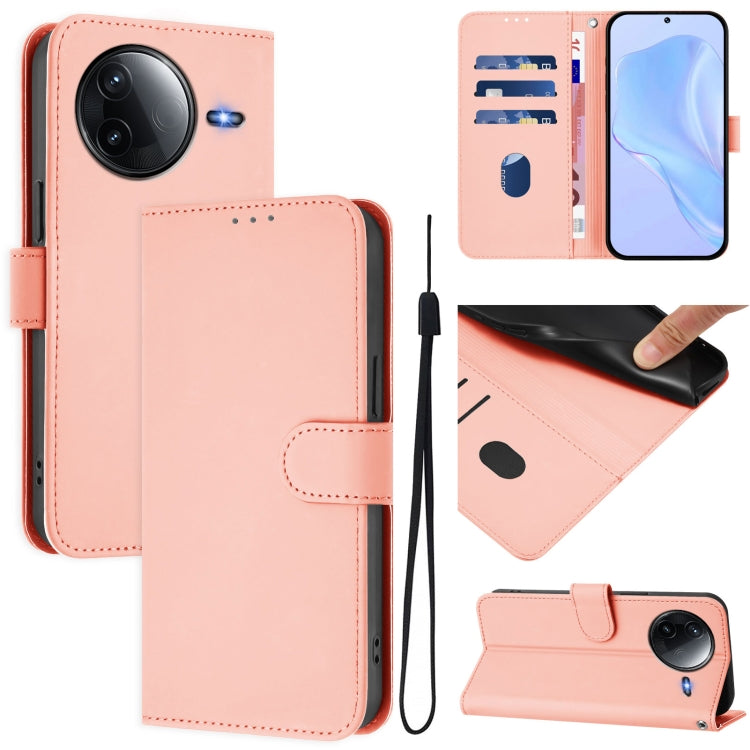 Skin Feel Solid Color Leather Phone Case with Lanyard, For Redmi Note 14 5G Global, For Redmi K80 / K80 Pro