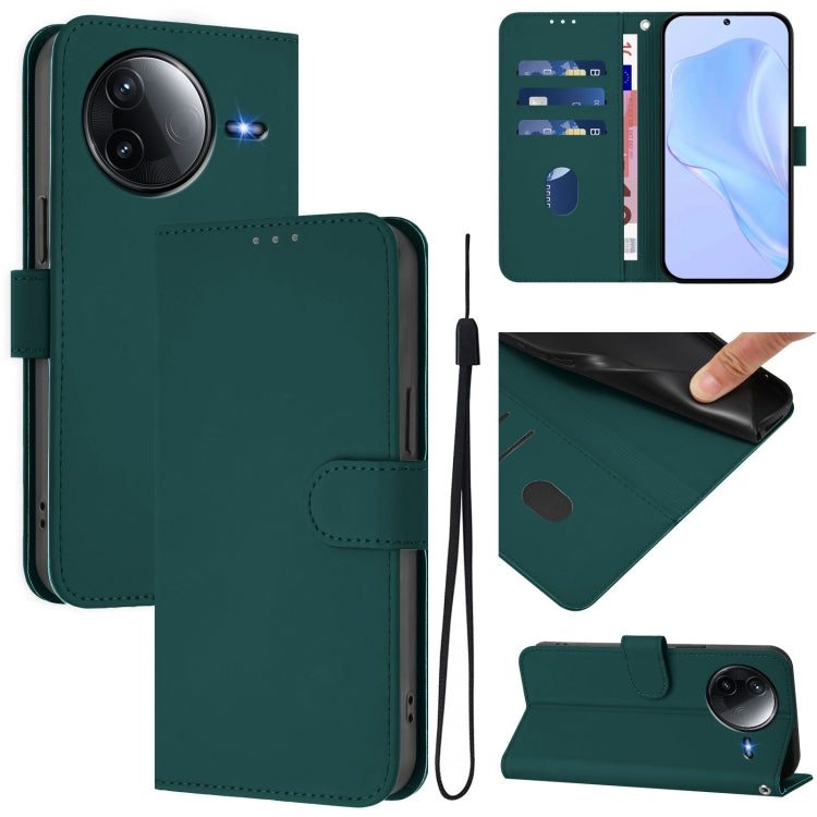 Skin Feel Solid Color Leather Phone Case with Lanyard, For Redmi Note 14 5G Global, For Redmi K80 / K80 Pro