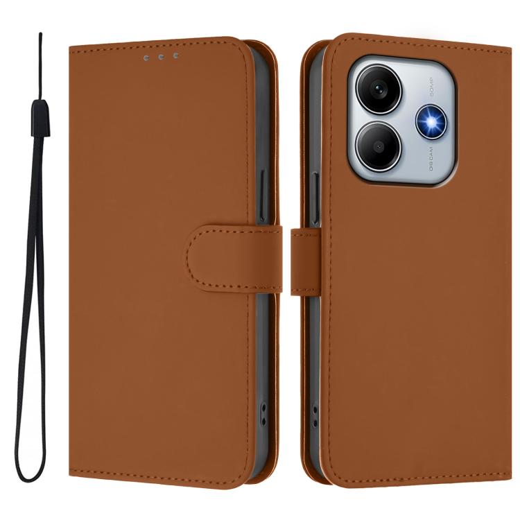 Skin Feel Solid Color Leather Phone Case with Lanyard, For Redmi Note 14 5G Global, For Redmi K80 / K80 Pro