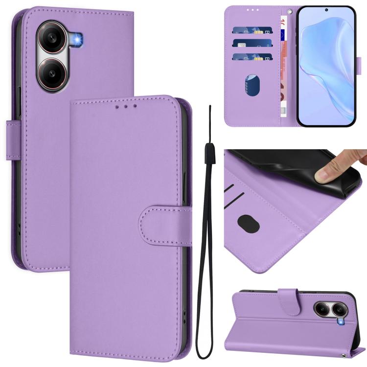 Skin Feel Solid Color Leather Phone Case with Lanyard, For Redmi Note 14 Pro 5G Global, For Redmi Turbo 4