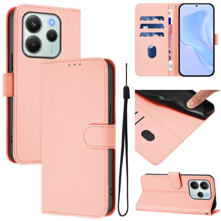 Skin Feel Solid Color Leather Phone Case with Lanyard, For Redmi 15 5G / 4G EU 171mm, For Redmi Note 14 4G EU 164.84mm