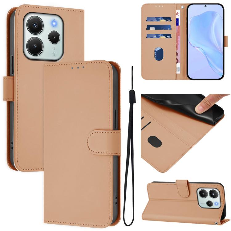 Skin Feel Solid Color Leather Phone Case with Lanyard, For Redmi 15 5G / 4G EU 171mm, For Redmi Note 14 4G EU 164.84mm