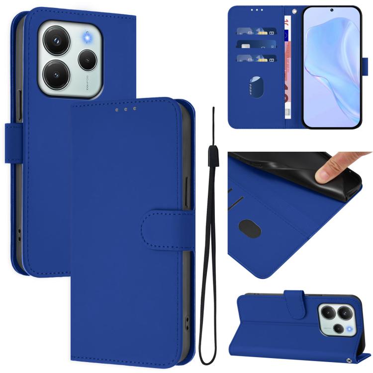 Skin Feel Solid Color Leather Phone Case with Lanyard, For Redmi 15 5G / 4G EU 171mm, For Redmi Note 14 4G EU 164.84mm