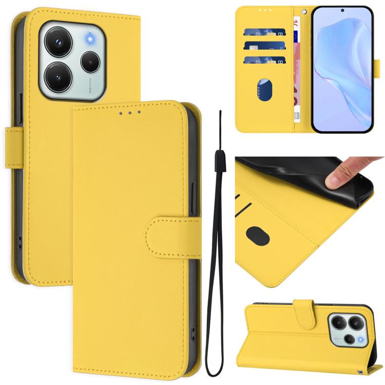 Skin Feel Solid Color Leather Phone Case with Lanyard, For Redmi 15 5G / 4G EU 171mm, For Redmi Note 14 4G EU 164.84mm