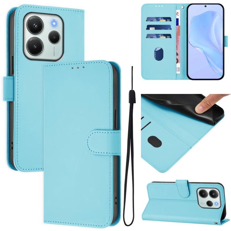 Skin Feel Solid Color Leather Phone Case with Lanyard, For Redmi 15 5G / 4G EU 171mm, For Redmi Note 14 4G EU 164.84mm