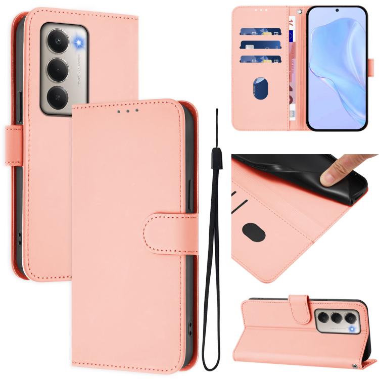 Skin Feel Solid Color Leather Phone Case with Lanyard, For Redmi Note 15 Pro 5G Global 163.6mm, For Redmi 15 5G Global / 15 4G SEA 169.5mm