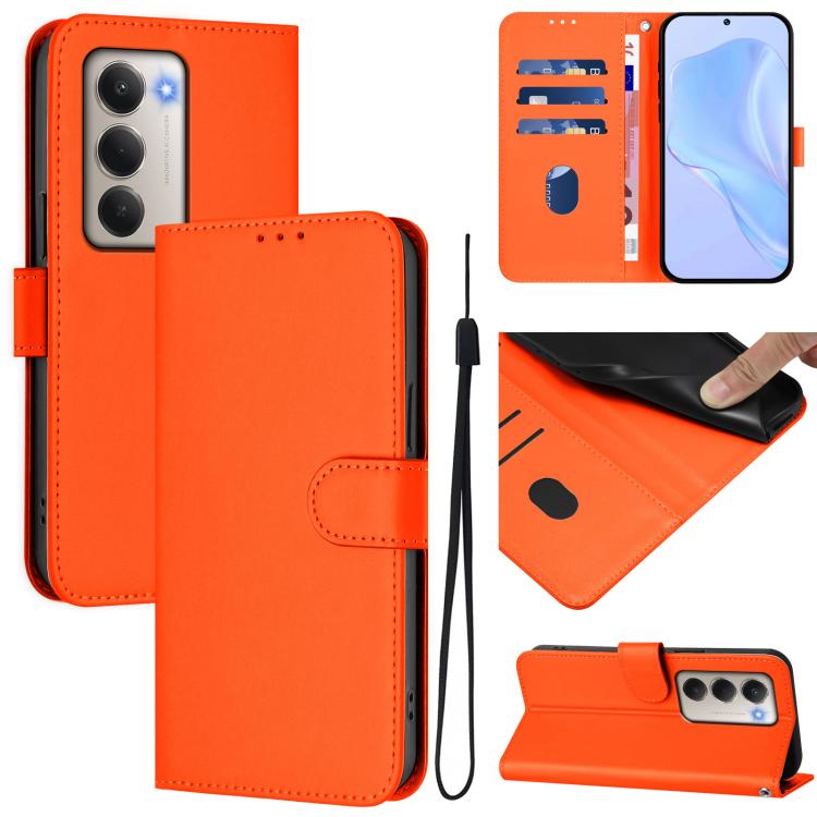 Skin Feel Solid Color Leather Phone Case with Lanyard, For Redmi Note 15 Pro 5G Global 163.6mm, For Redmi 15 5G Global / 15 4G SEA 169.5mm