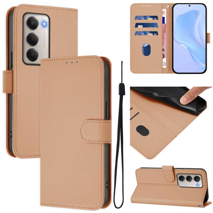 Skin Feel Solid Color Leather Phone Case with Lanyard, For Redmi Note 15 Pro 5G Global 163.6mm, For Redmi 15 5G Global / 15 4G SEA 169.5mm
