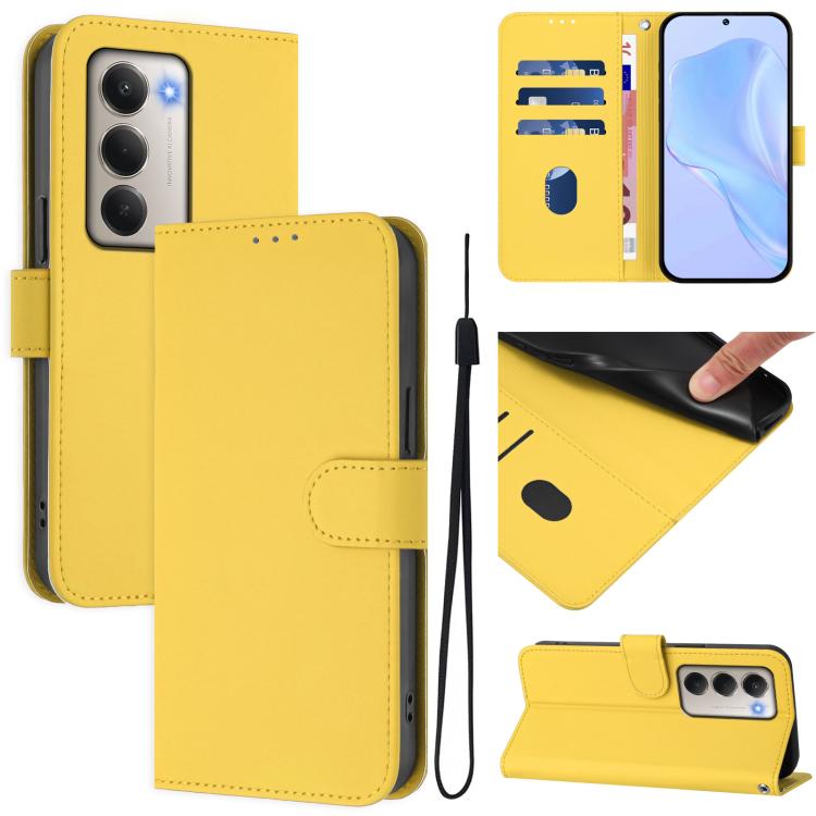 Skin Feel Solid Color Leather Phone Case with Lanyard, For Redmi Note 15 Pro 5G Global 163.6mm, For Redmi 15 5G Global / 15 4G SEA 169.5mm