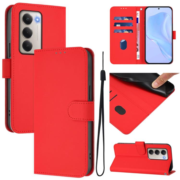 Skin Feel Solid Color Leather Phone Case with Lanyard, For Redmi 15 5G / 4G EU 171mm, For Redmi Note 14 4G EU 164.84mm